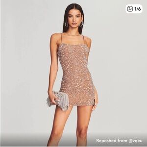 Sequin Mini Dress in Brown